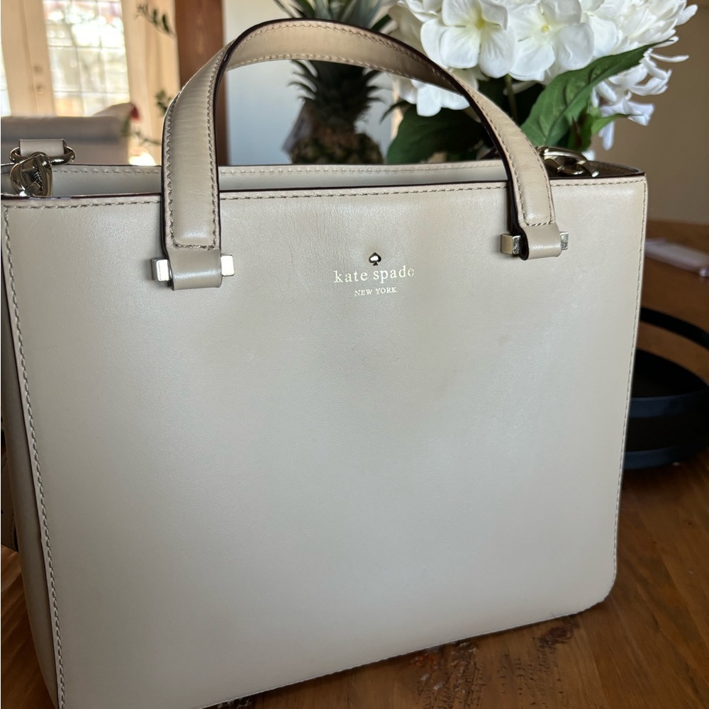 Kate Spade cream leather tote handbag